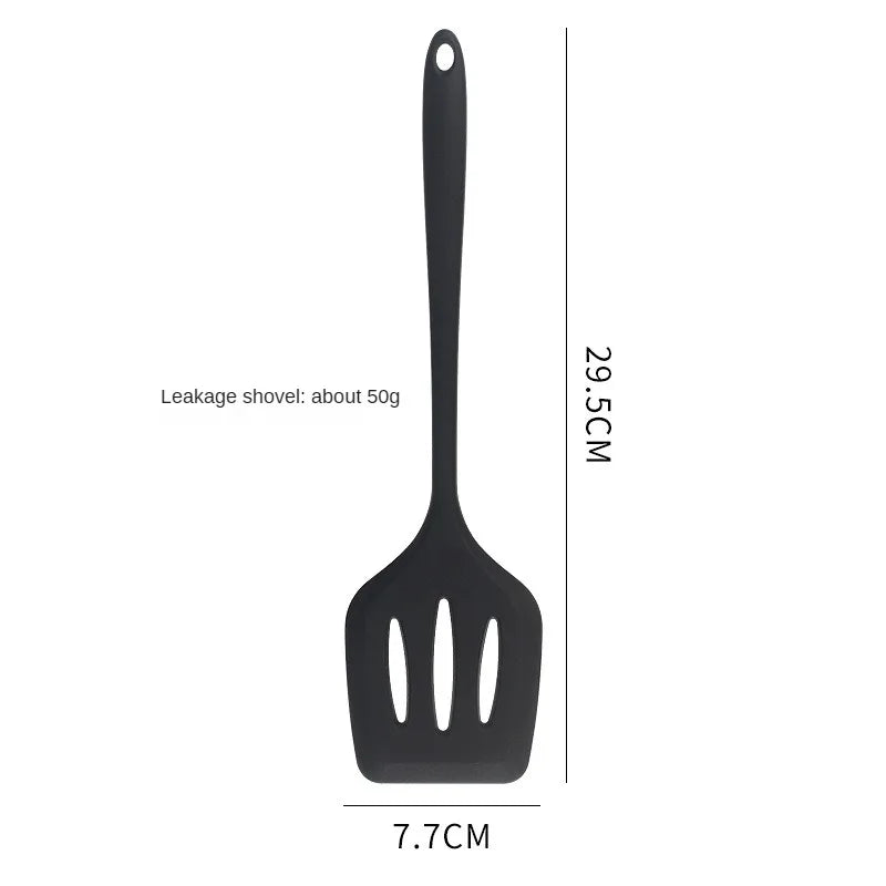 8ps Household black Silicone kitchenware 8-piece set of Chinese spaghetti spoon salad spaghetti spaghetti spaghetti，Rice spoon，