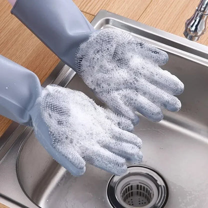 Silicone Dishwashing Gloves – Multi-Use Kitchen Cleaning Scrubber Gloves