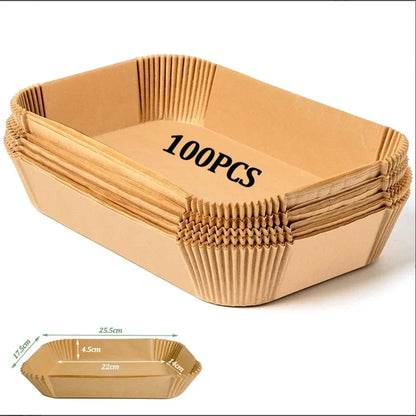 Disposable Air Fryer Paper 50/100pcs Rectangle Kitchen Baking Airfryer Mat Oilproof Micro-wave Barbecue Baking Paper Accessories